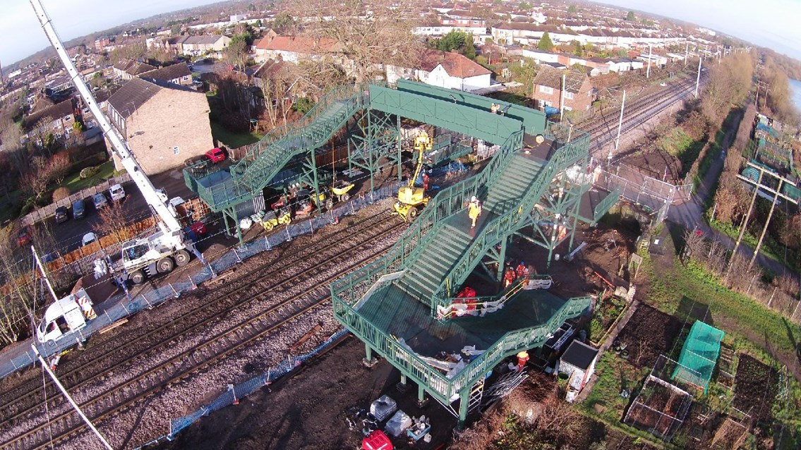 New footbridge installed over the railway in Hertfordshire in a step to improve safety: Trinity Lane footbridge