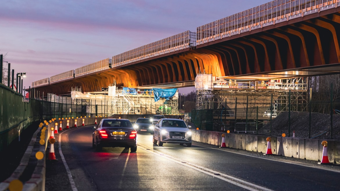 New timelapse: HS2 completes 4,500-tonne viaduct deck slide in just four days: The A413 open to traffic after the Small Dean viaduct deck slide Feb 2025