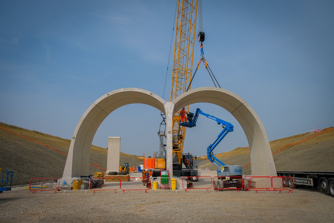 Engineers at work on the first arch for the Greatworth green tunnel - September 2023