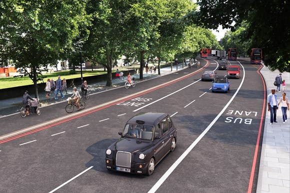 TfL Image - CGI of Cycleway 4 on Jamaica Road 2 - copyright Transport for London