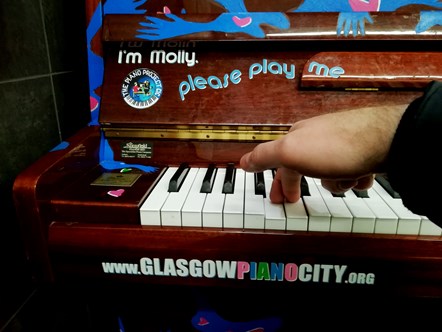 'Molly' the piano at QEUH image via Piano Project CIC
