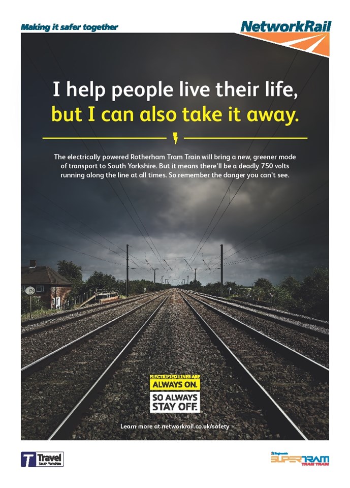 Safety reminder as Tram Train project continues: Tram Train electrical safety poster-2