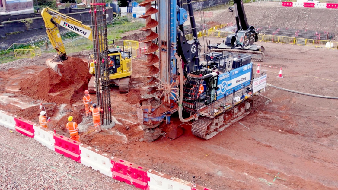 Three giant 95 tonne piling rigs are putting 2,000 columns underground