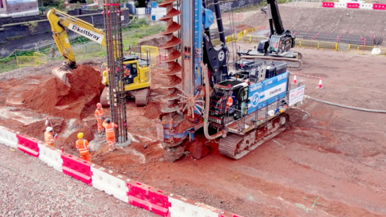 Three giant 95 tonne piling rigs are putting 2,000 columns underground