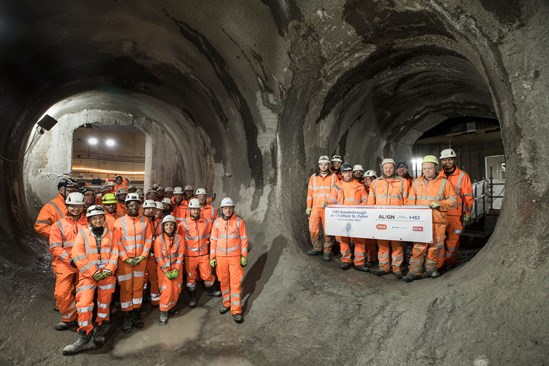 Tunnelling team after adit breakthrough from first vent shaft to the chiltern tunnel December 2022