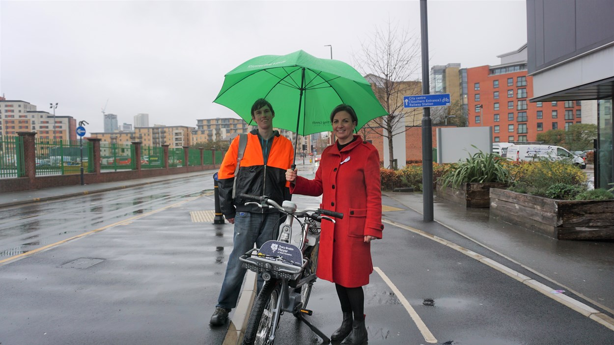 Crown Point Road Cllr Hayden and apprentice on the scheme