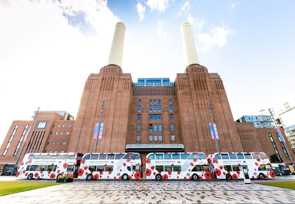 TfL Image - Poppy buses at newly opened Battersea Power Station