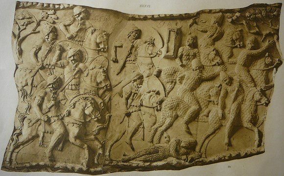 The Roman Army defeats the Sarmatians, depicted on Trajan's Column in Rome (from Conrad Cichorius'  The Reliefs of Trajan's Column, Berlin, 1896)