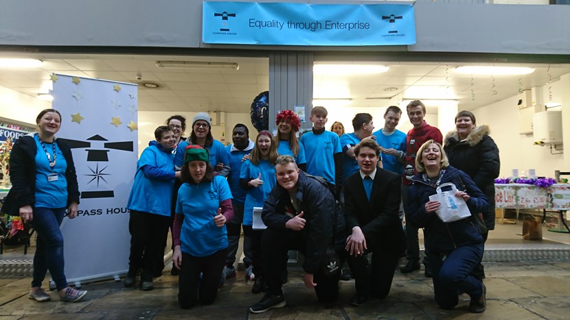 Students spread Christmas cheer with ‘Compass House’ pop up shop in Kirkgate Market: groupphoto-kirkgatemarket-160435.jpg