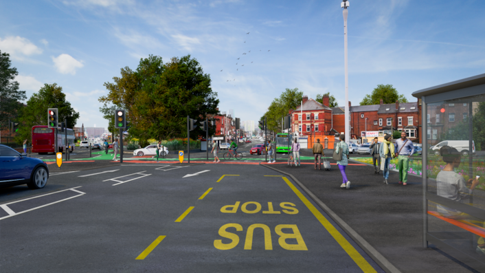 A58 Roundhay Road Visualisation: Visualisation looking toward A58 Roundhay Road