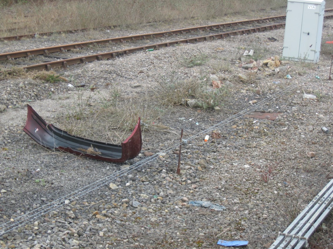 Car bumper dumped near Barry station: Rail clean-up gets Barry tidy
