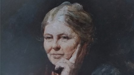 Portrait of Victorian education pioneer Charlotte Mason that is from The Armitt museum and gallery in Ambleside in England's Lake District