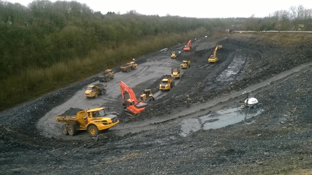 Soil being removed from Harbury landslip