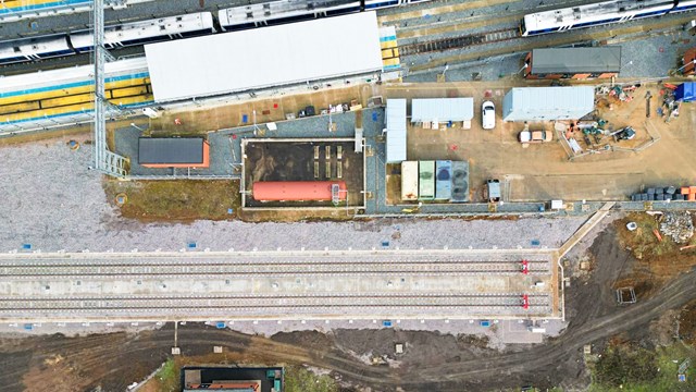 Aerial shot of new sidings at Banbury train depot: Aerial shot of new sidings at Banbury train depot