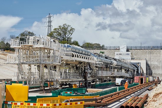 Chilterns South Portal TBM Florence with over 170 metres of rigging: Credit: HS2 Ltd