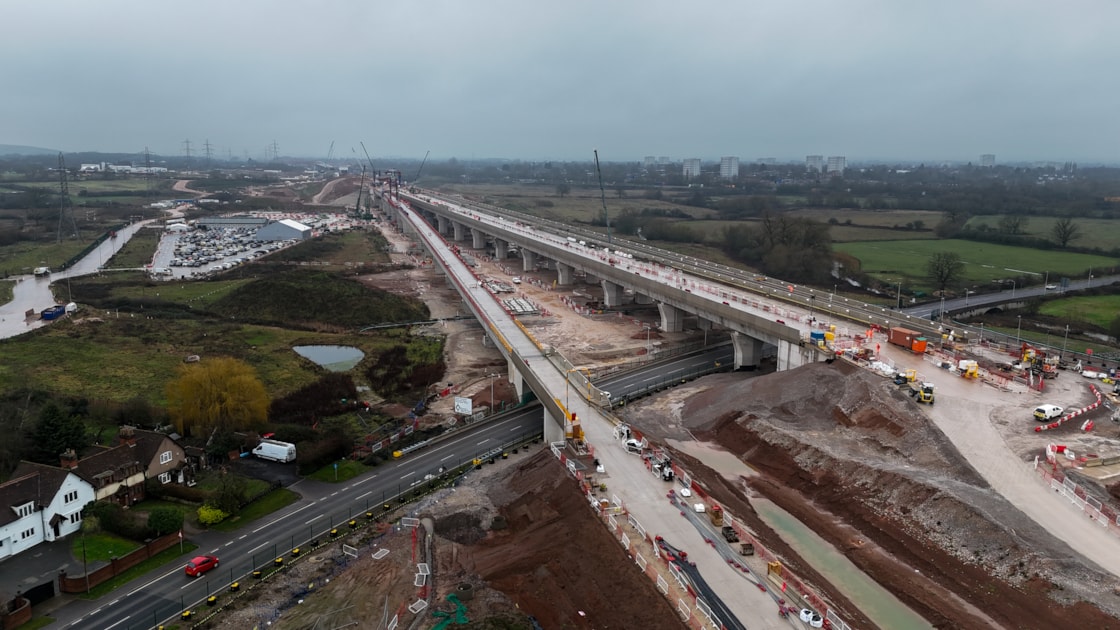 Coleshill viaducts looking south at they cross the B4114 Feb 2026