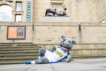 Ronnie The Rhino outside Leeds Art Gallery