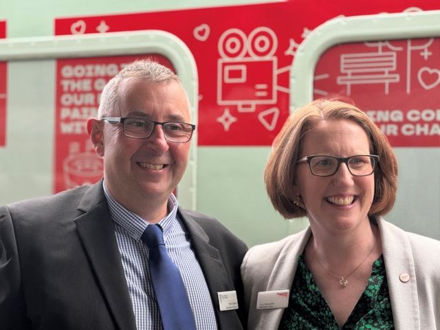 Neil Glaskin from the Bluebell Railway and LucyMcAuliffe from Network Rail: Neil Glaskin from the Bluebell Railway and LucyMcAuliffe from Network Rail