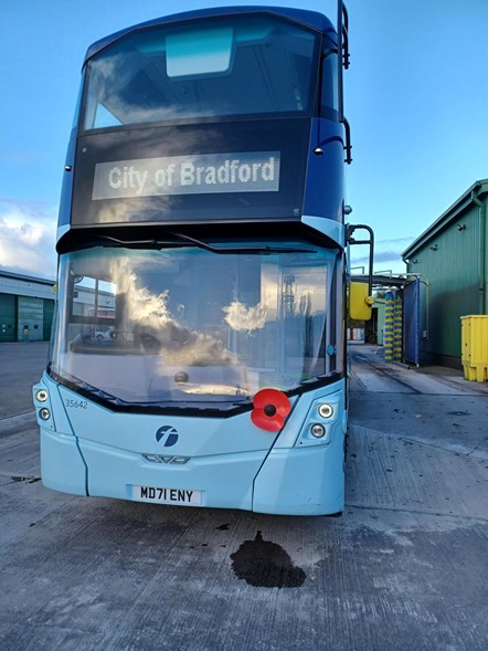 Bradford bus with poppy-2