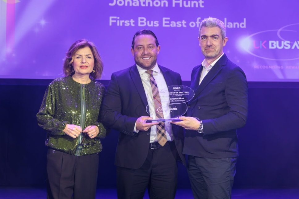 Jonathon Hunt receiving Manager of the Year Award