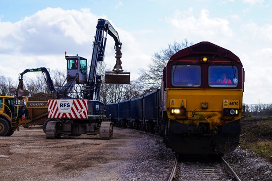 HS2 helps UK rail freight bounce back as 100th train rolls into Bucks construction site: Calvert's 100th rail freight delivery, March 2021