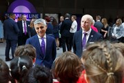 TfL Image - Mayor of London Sadiq Khan and Transport Commissioner Andy Byford with Hampden Gurney, Church of England Primary School Choir