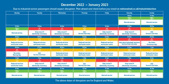 Industrial action calendar 19 December 2022