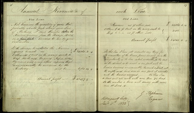 Signature pages from George Stephenson's notebook
