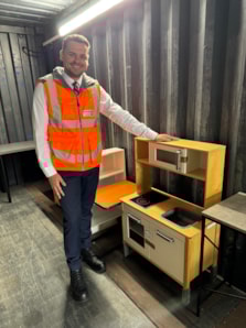 Councillor Joshua Roberts with some of the items available for Reuse Hub users