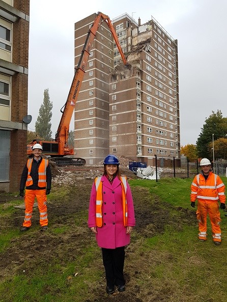 Flats being demolished