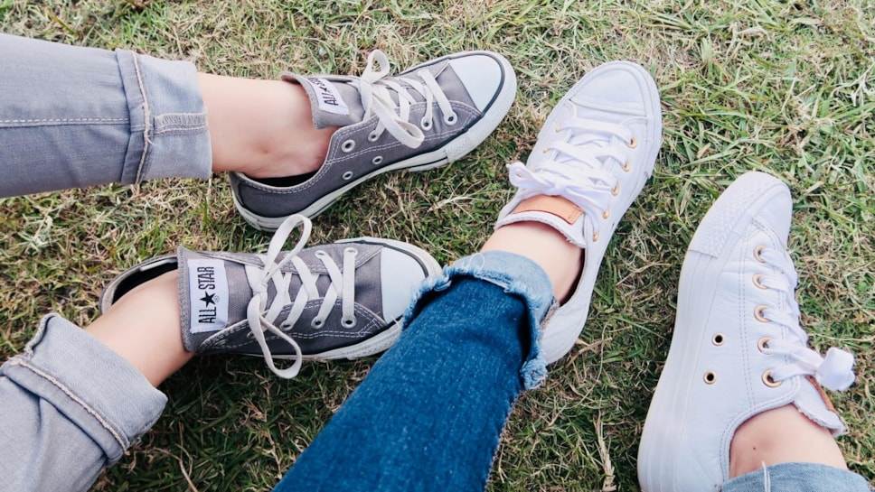 Trainers on grass