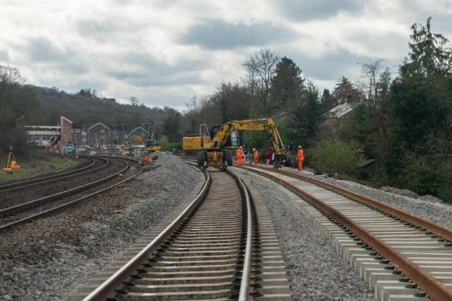 Track work at Dore & Totley station