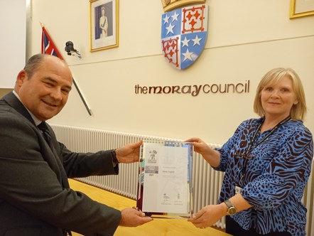 L-R - Ray Watt, Regional Employee Engagement Director for Highland Reserve Forces' and Cadets' Association; Frances Garrow, Moray Council's Head of HR, ICT and OD