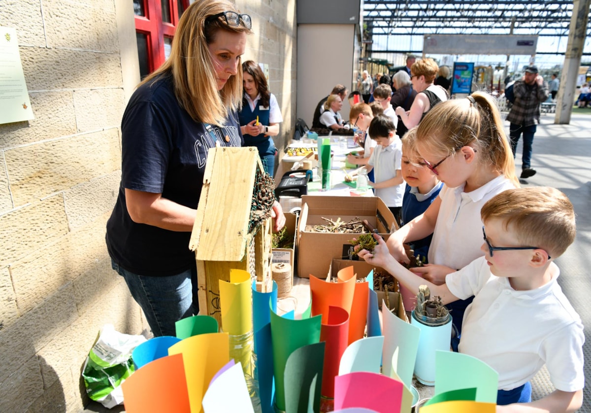 Year 3 pupils from Robert Ferguson Primary School create bee hotels