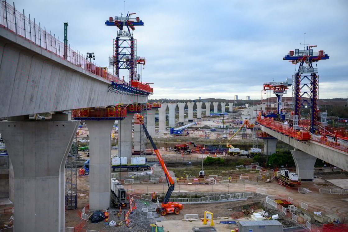 20251227 HS2 Water Orton 1 and 2 viaducts over the Birmingham to Nuneaton line looking towards Birmingham-12
