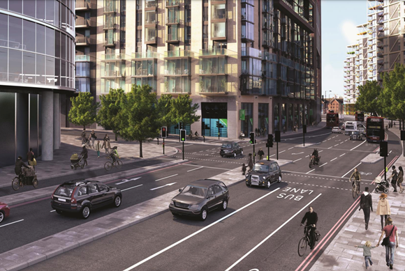 TfL Press Release - TfL moves forward with plans for new cycle route through Nine Elms: TfL Image - Battersea Park Road