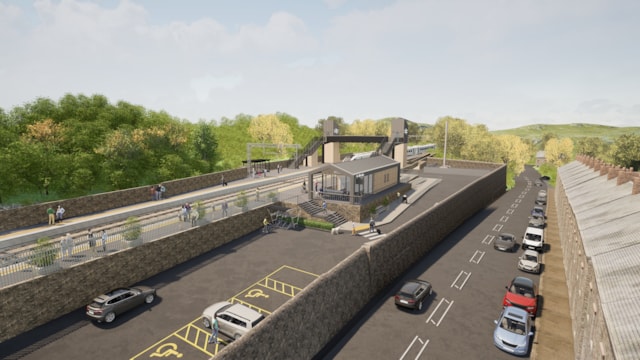 Transpennine Route Upgrade to launch Stalybridge to Diggle public consultation: Mossley Station - Aerial View RevB (1)