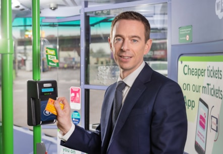Martin Hirst with TOTO reader on bus