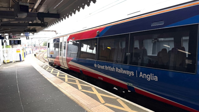 GBR Anglia train running on the c2c route