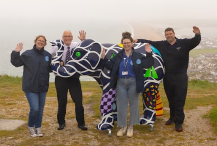 First Wessex and Weldmar Hospicecare team with elephant