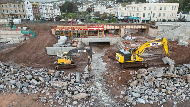 Work is progressing well at the stilling basin