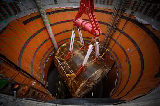 TBM Emily lifted at Green Park Way tunnel shaft 26th July 2025-2: TBM Emily lifted at Green Park Way tunnel shaft 26th July 2025-2