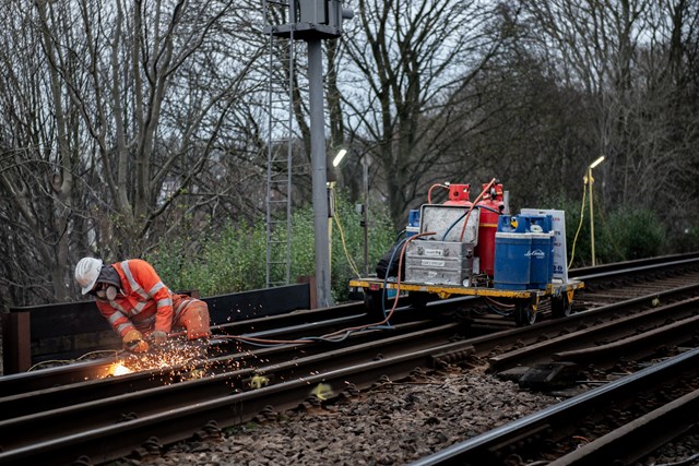 New tracks being installed near Durham station - photo by LNER: New tracks being installed near Durham station - photo by LNER