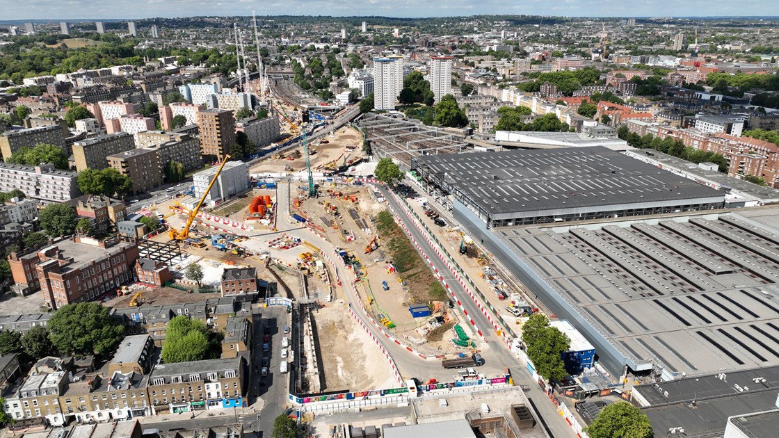 HS2's London Euston Station: Aerial view of HS2's London Euston Station site.