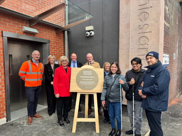 Anniesland station now step-free as ‘unique’ accessibility project is completed: Frank Sweeney, Amanda Naughton, Patricia Ferguson, Alan Rundell, Damian Briody, Brenda Urquart, Jennifer Murray, Gerz, Tom Howe