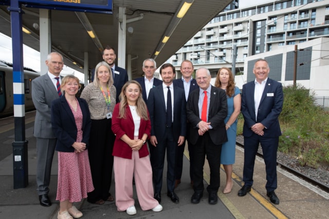 Lord Hendy (third from right), Feryal Clark MP (fifth left) and senior industry representatives: Lord Hendy (third from right), Feryal Clark MP (fifth left) and senior industry representatives