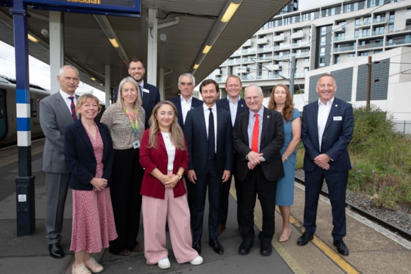 Lord Hendy (third from right), Feryal Clark MP (fifth left) and senior industry representatives