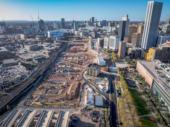Aerial view of the Curzon Street site looking towards the city centre Nov 2025