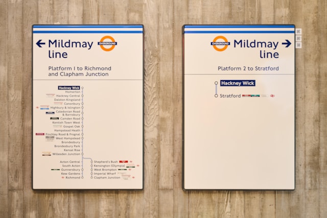 TfL Image - Direction signs at Hackney Wick station