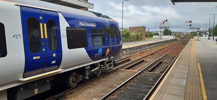 Images shows Northern train with Proud to be Northern banner